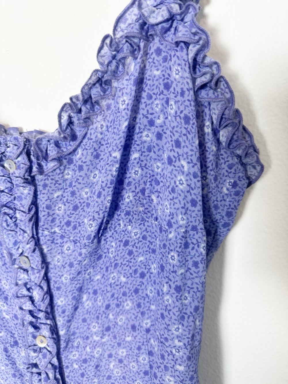 Réalisation Par The Julia 100% Silk Mini Dress Purple Haze Ditsy Floral Print L - Picture 6 of 10
